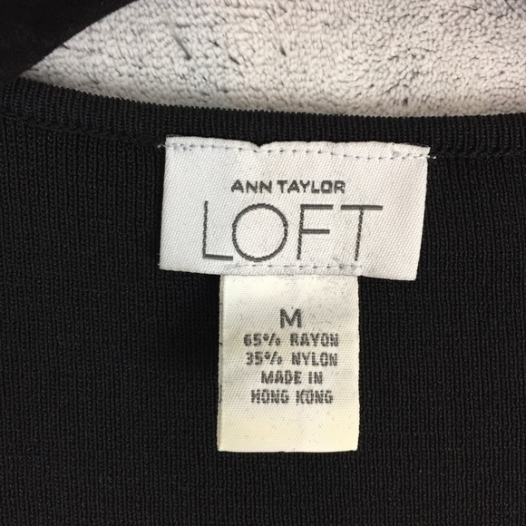 Ann Taylor Loft Cross Front Top Sz Medium Black Ribbed V Neck Tunic - Picture 6 of 9